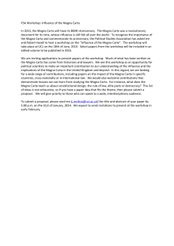 PSA Workshop: Influence of the Magna Carta In 2015, the Magna