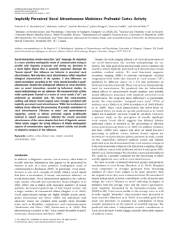Implicitly Perceived Vocal Attractiveness Modulates Prefrontal