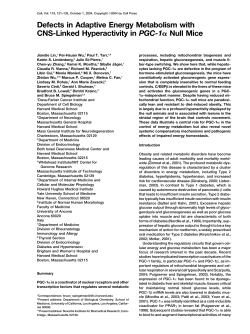 Defects in Adaptive Energy Metabolism with CNS
