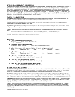 speaking assessment &ndash; semester 1 rubric for questions