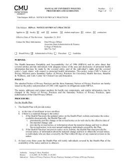 PURPOSE: The Health Insurance Portability and Accountability Act