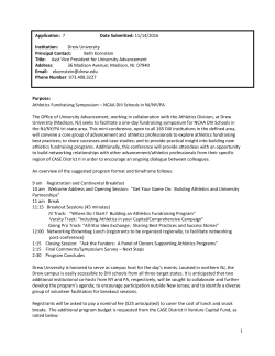 1 Purpose: Athletics Fundraising Symposium &ndash; NCAA DIII Schools in