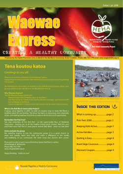 Creating a healthy community Tena koutou katoa