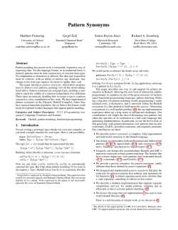 Pattern Synonyms - Bryn Mawr Computer Science