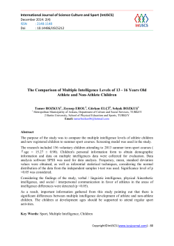 The Comparison of Multiple Intelligence Levels of 13