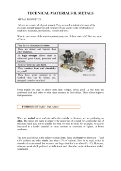 TECHNICAL MATERIALS II. METALS