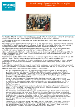 Patrick Henry`s Speech to the Second Virginia Convention