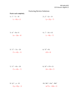 Factoring Review Solutions