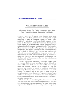 PHILOSOPHY AND BELIEFS A Discussion between Four Oxford