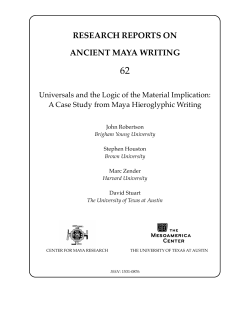 RESEARCH REPORTS ON ANCIENT MAYA WRITING