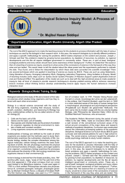 Biological Science Inquiry Model: A Process of Study * Dr. Mujibul