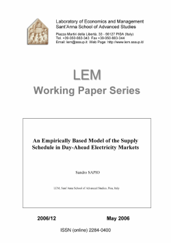 An empirically based model of the supply schedule in day