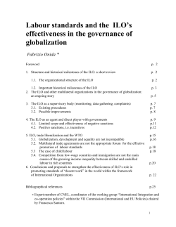 Onida, Fabrizio, "Labour Standards and the ILO`s Effectiveness in