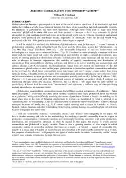 Agrifood Globalization and Commodity Chains