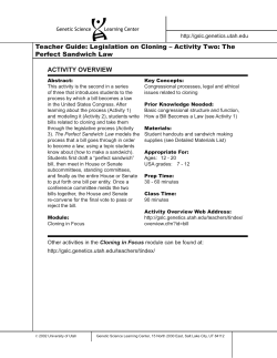 Teacher Guide: Legislation on Cloning &ndash; Activity Two: The Perfect