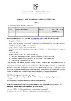 APPLICATION FOR INTENSIVE ENGLISH PROGRAMME