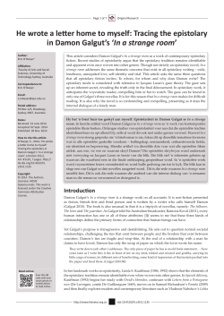 He wrote a letter home to myself: Tracing the epistolary in Damon
