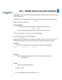 10.1 &ndash; Model Inverse and Joint Variation 1