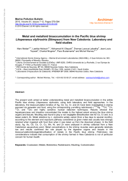 Metal and metalloid bioaccumulation in the Pacific blue shrimp
