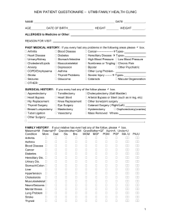 NEW PATIENT QUESTIONAIRE &ndash; UTMB FAMILY HEALTH CLINIC