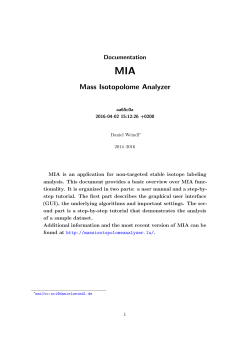 MIA - Documentation - Mass Isotopolome Analyzer
