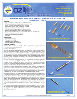 Hermetically Sealable Patchcords with Glass Solder