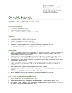 CV Heikki Patom&auml;ki - University of Helsinki