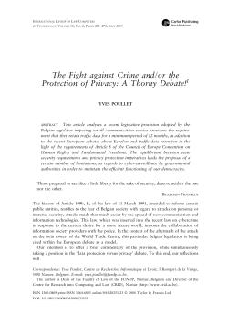 The Fight against Crime and/or the Protection of Privacy: A Thorny
