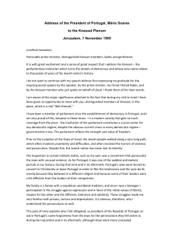 Address of the President of Portugal, M&aacute;rio Soares to the Knesset