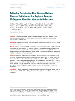 Achieving Sustainable First Door-to-Balloon Times of 90 Minutes for