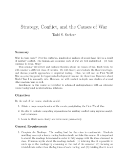 Strategy, Conflict, and the Causes of War