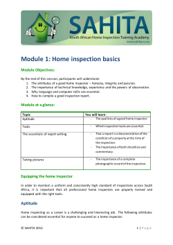 Module 1: Home inspection basics