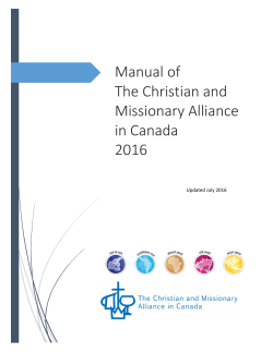 Manual of The Christian and Missionary Alliance in Canada 2016