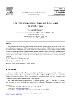 The role of patents for bridging the science to market gap