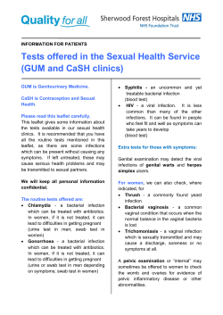Tests offered in GUM and CaSH - Sherwood Forest Hospitals NHS