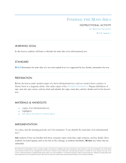 FINDING THE MAIN IDEA - Kansas Assessment Program