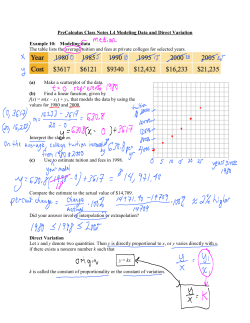 PreCalculus Class Notes L4 Modeling Data and Direct Variation