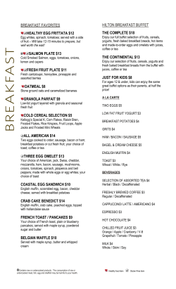 breakfast favorites healthy egg frittata $12 salmon plate $13 fresh