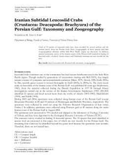 Iranian Subtidal Leucosiid Crabs (Crustacea: Deacapoda