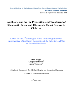 Antibiotic use for the Prevention and Treatment of Rheumatic Fever