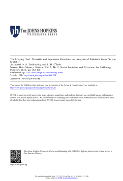 The Literary Text. Thematic and Expressive Structure