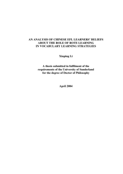 AN ANALYSIS OF CHINESE EFL LEARNERS` BELIEFS ABOUT