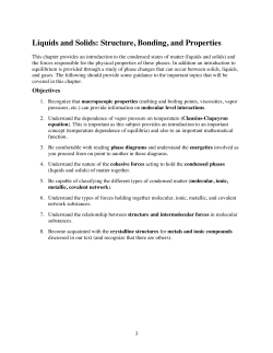 Liquids and Solids: Structure, Bonding, and Properties