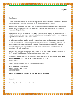 2016 Summer Reading - Carol City Middle School