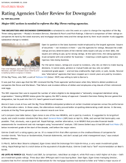 Rating Agencies Under Review for Downgrade - Egan