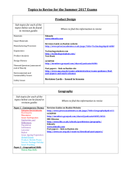 Topics to Revise for the Summer 2017 Exams
