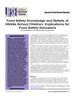 Food Safety Knowledge and Beliefs of Middle School Children