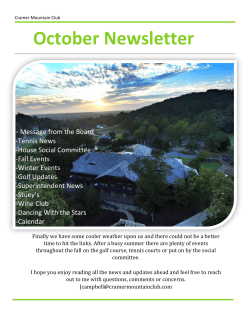 October Newsletter - Cramer Mountain Club