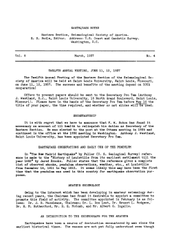 EARTHQUAKE NOTES Eastern Section, Seismological Society of
