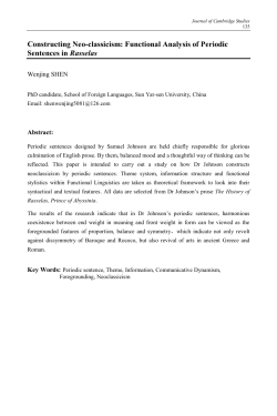 Constructing Neo-classicism: Functional Analysis of Periodic